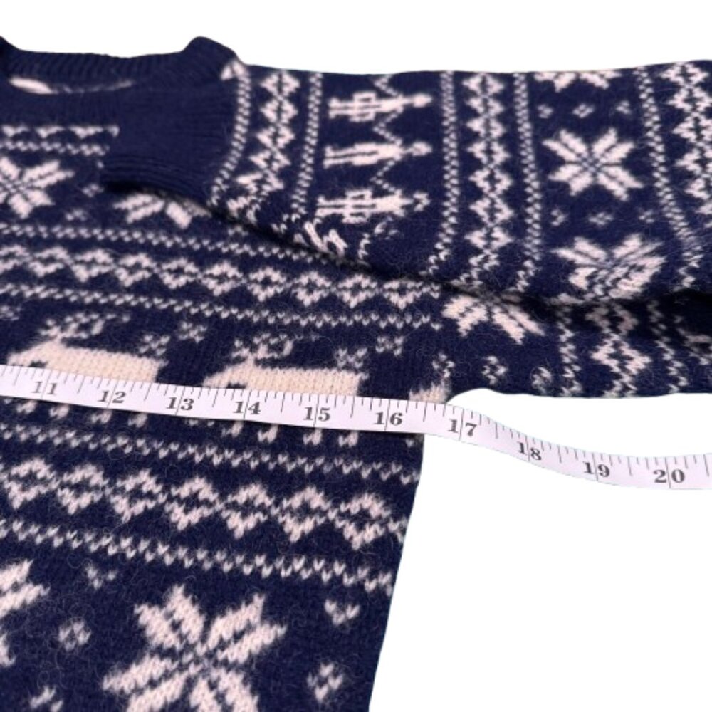 VTG Navy & White Snowflake Moose “People of the World” Boys Sweater | Wool | M/L - Picture 5 of 11